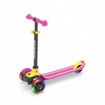 Trotineta pentru copii Chillafish Scotti Glow Pink cu 3 roti luminoase, ghidon reglabil, greutate admisa 50 kg