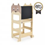 Turn de invatare 3in1 din lemn pentru copii Moni Montessori Learning Tower multifunctional,Constructie usoara si stabila,transformabil in Masuta sau Tabla neagra pentru desen
