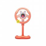 Volan interactiv cu suport si rotire la 360 grade, kilometraj digital, iluminare in 12 culori, muzica, roz