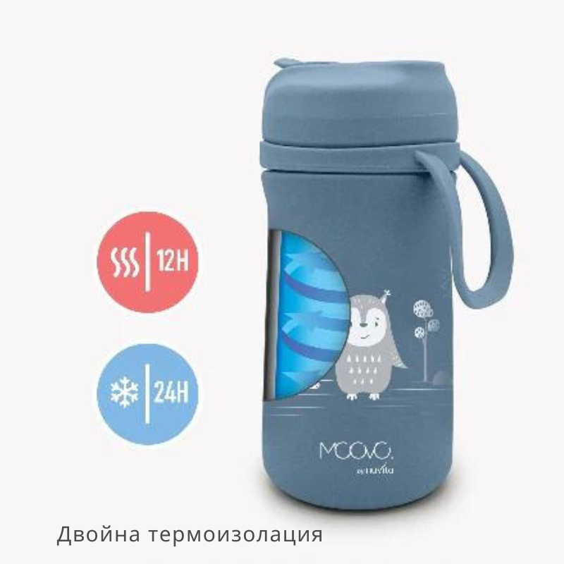 Termos din otel inoxidabil Nuvita Powder Blue 350 ml cu cioc retractabil din silicon - 4 | YEO