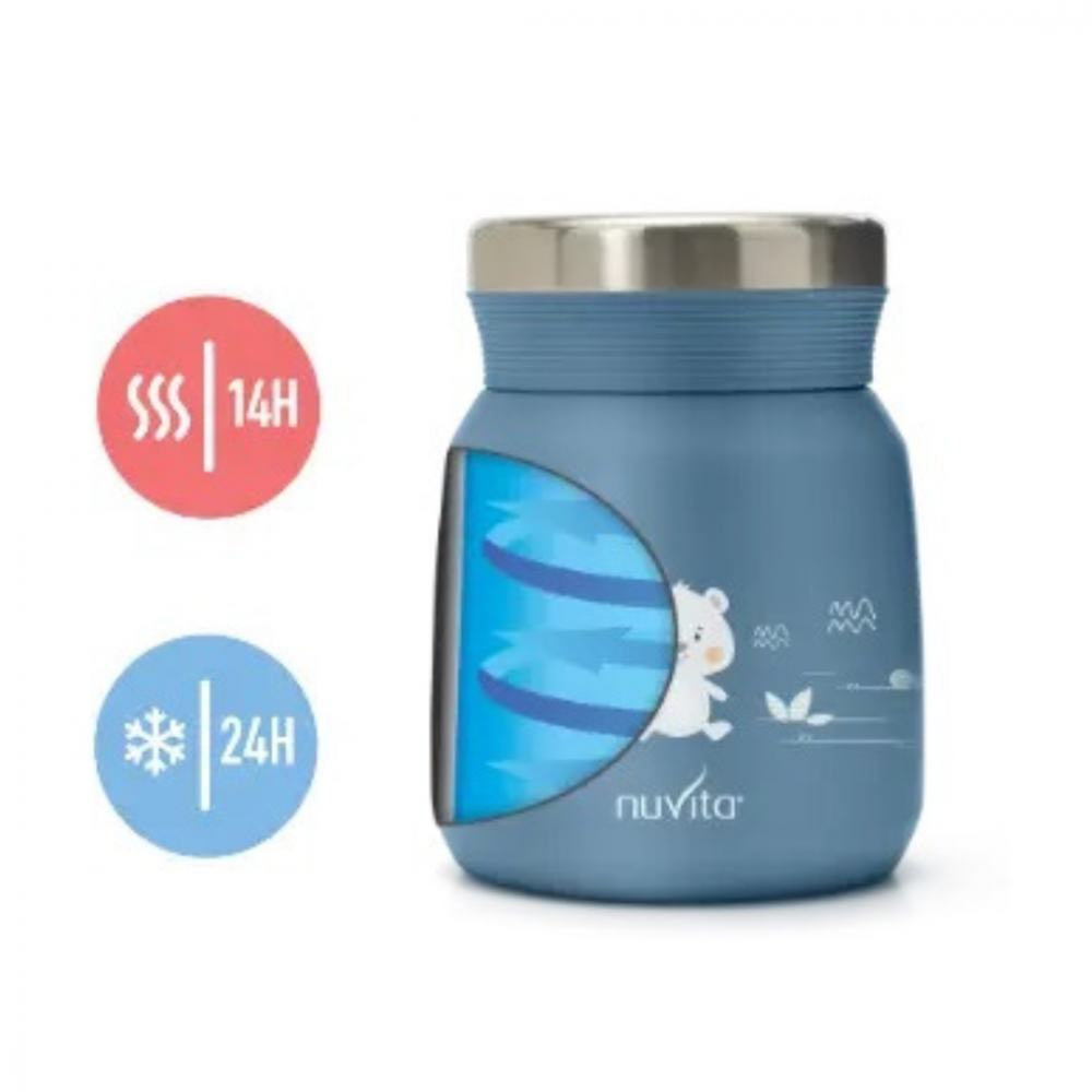 Termos din otel inoxidabil Nuvita Powder Blue pentru alimente lichide si solide 300 ml - 1 | YEO