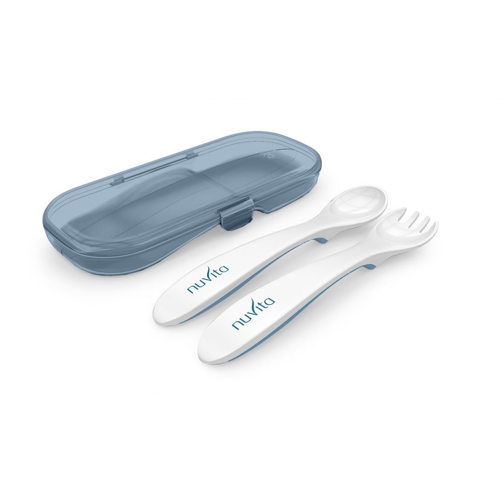 Tacamuri de calatorie in cutie Nuvita Easy Eating Powder Blue - 1 | YEO