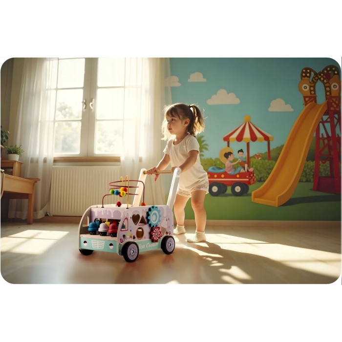 Antemergator din lemn tip magazin cu inghetata si diverse activitati 48 x 27.5 x 40.5 cm Ricokids RK-873 - 2