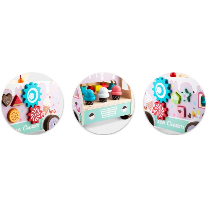 Antemergator din lemn tip magazin cu inghetata si diverse activitati 48 x 27.5 x 40.5 cm Ricokids RK-873 - 3