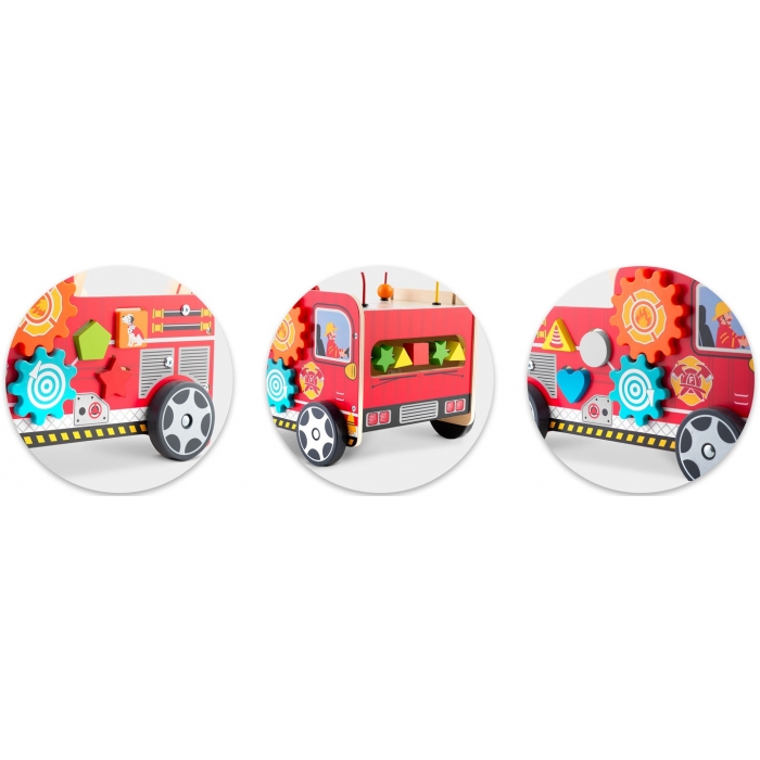 Antemergator din lemn tip masina de pompieri si diverse activitati 48 x 27.5 x 40.5 cm Ricokids RK-873 - 3