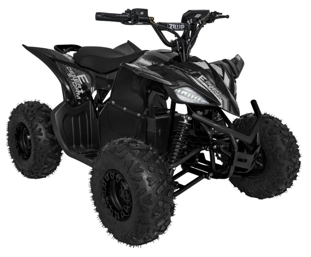 ATV electric pentru copii Desert Storm Black, Motor 800W, baterie 48V20Ah, panoul de bord iluminat cu afisaj viteza, kilometraj si incarcare, pornire la cheie, cu marsarier, cutie de viteze automata, pana la 40 kmh