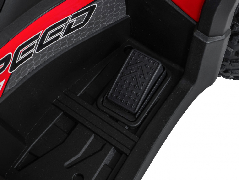 Atv electric pentru copii Robust Red, 4 motoare de 35W, baterie de 12V7Ah, telecomanda 2.4G cu 3 viteze, roti spuma EVA, scaun piele ecologica, port USB, MP3, radio FM, Bluetooth, Lumini LED, pedala acceleratie - 4