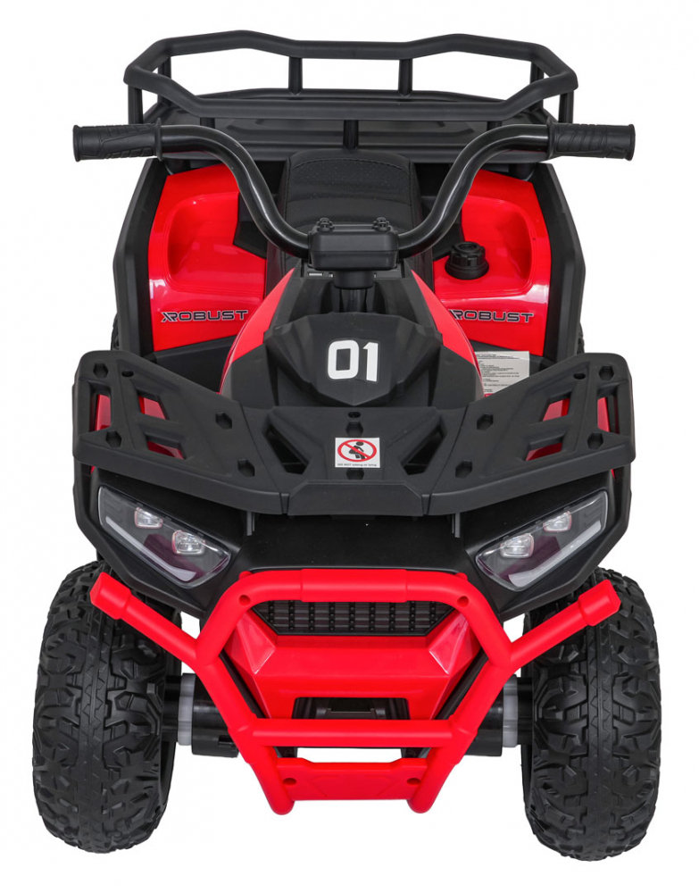 Atv electric pentru copii Robust Red, 4 motoare de 35W, baterie de 12V7Ah, telecomanda 2.4G cu 3 viteze, roti spuma EVA, scaun piele ecologica, port USB, MP3, radio FM, Bluetooth, Lumini LED, pedala acceleratie - 6