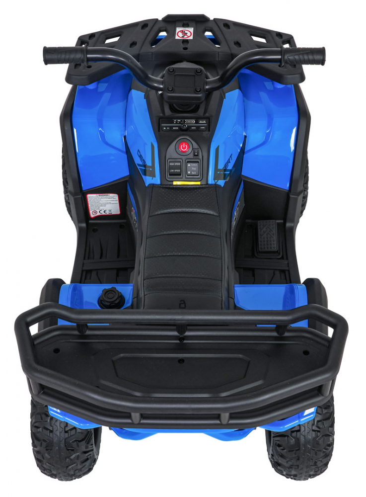 Atv electric pentru copii Robust Blue, 4 motoare de 35W, baterie de 12V7Ah, telecomanda 2.4G cu 3 viteze, roti spuma EVA, scaun piele ecologica, port USB, MP3, radio FM, Bluetooth, Lumini LED, pedala acceleratie - 3