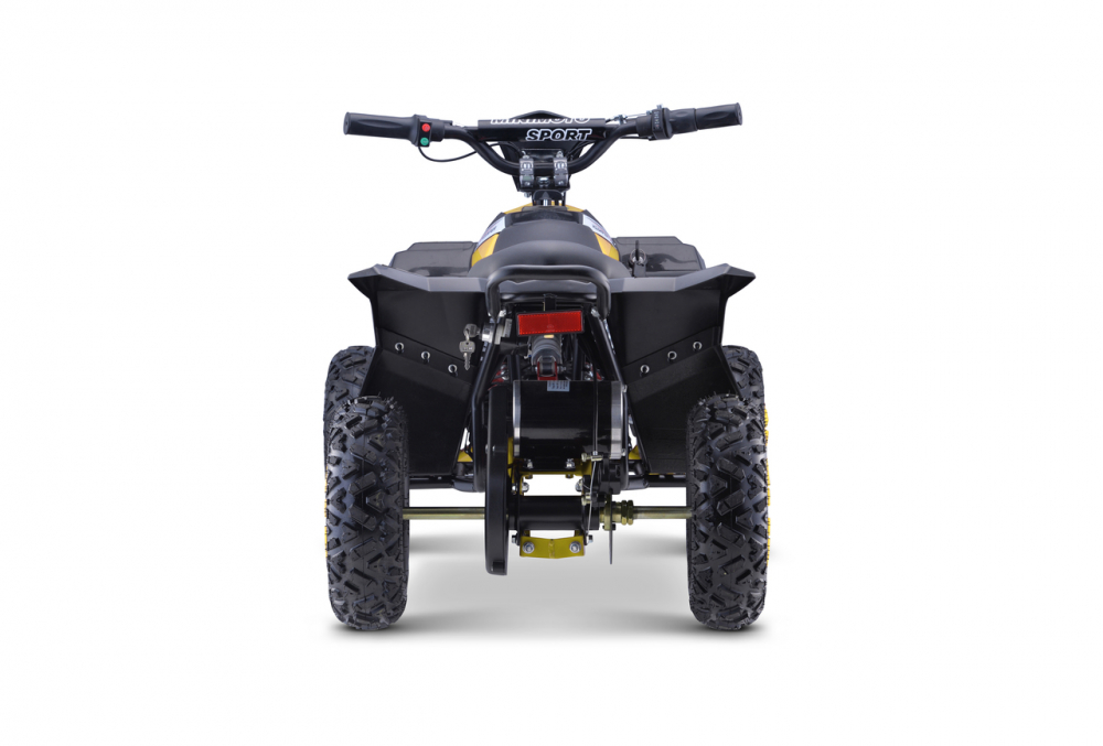 Atv electric pentru copii Hiperfect, Yellow, cu motor 1000W, baterie de 48V12Ah, viteza 35 kmh, cadrul din metal armat, echipat cu roti pneumatice, suspensii, faruri LED frontale, claxon integrat, pornire cu cheie