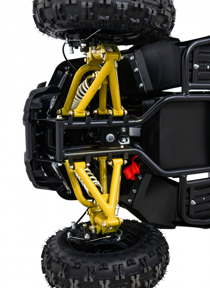 Atv electric pentru copii Hiperfect, Yellow, cu motor 1000W, baterie de 48V12Ah, viteza 35 kmh, cadrul din metal armat, echipat cu roti pneumatice, suspensii, faruri LED frontale, claxon integrat, pornire cu cheie - 1