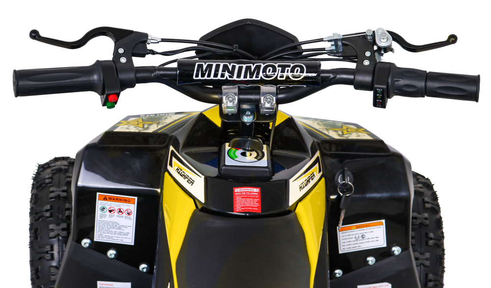 Atv electric pentru copii Hiperfect, Yellow, cu motor 1000W, baterie de 48V12Ah, viteza 35 kmh, cadrul din metal armat, echipat cu roti pneumatice, suspensii, faruri LED frontale, claxon integrat, pornire cu cheie - 7