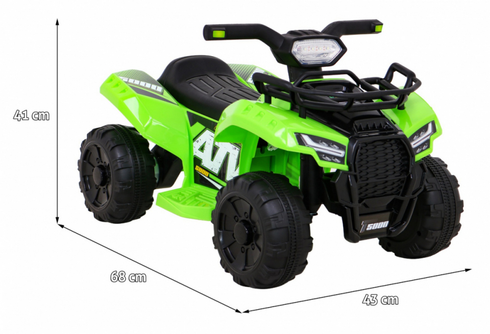 Atv electric pentru copii Storm Green, constructie robusta cu motor de 25W, baterie fiabila de 6V4.5Ah, lumini frontale LED, cu panou audio, melodii preincarcate si port USB - 1