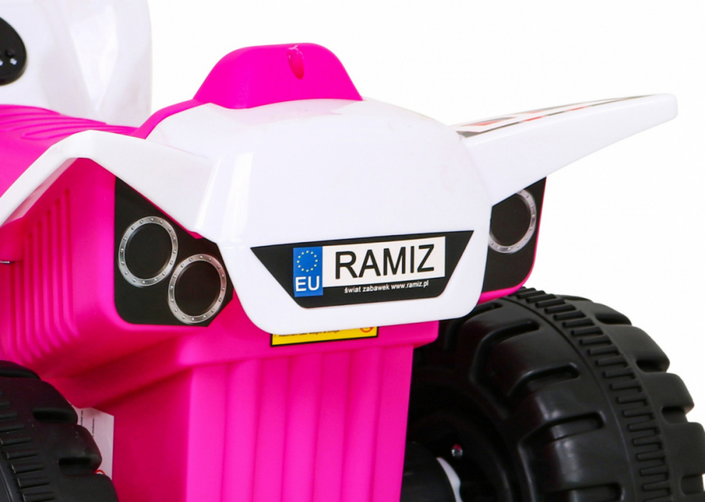 Atv electric pentru copii Storm Pink, cu un motor de 25W, baterie de 6V4.5A, sezut ergonomic, pornire la buton, include melodii preincarcate si sunetul pornirii motorului, cu suport picioare si roti robuste din plastic - 2