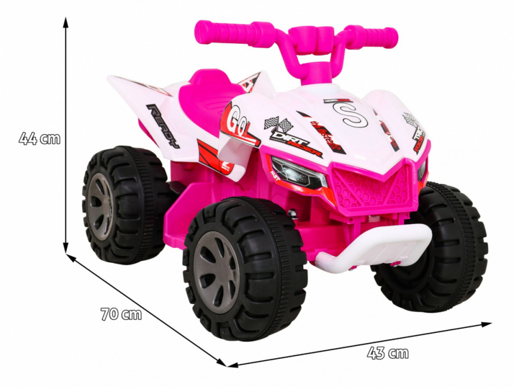 Atv electric pentru copii Storm Pink, cu un motor de 25W, baterie de 6V4.5A, sezut ergonomic, pornire la buton, include melodii preincarcate si sunetul pornirii motorului, cu suport picioare si roti robuste din plastic - 3