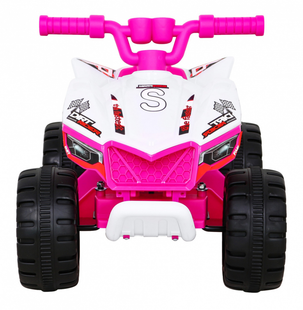 Atv electric pentru copii Storm Pink, cu un motor de 25W, baterie de 6V4.5A, sezut ergonomic, pornire la buton, include melodii preincarcate si sunetul pornirii motorului, cu suport picioare si roti robuste din plastic - 4