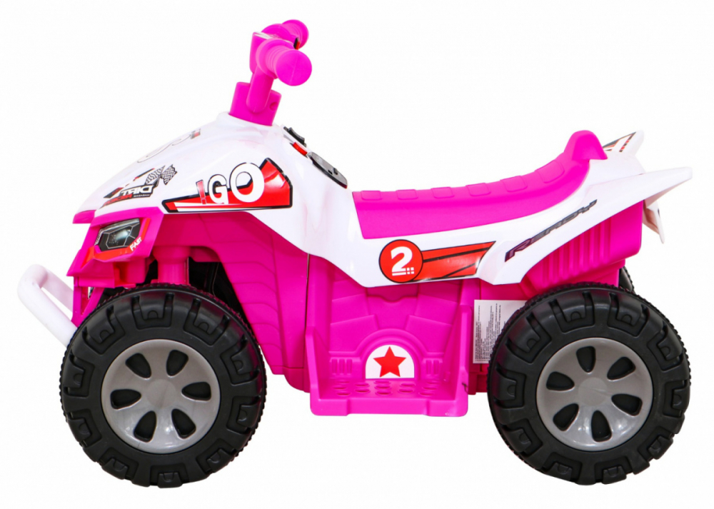 Atv electric pentru copii Storm Pink, cu un motor de 25W, baterie de 6V4.5A, sezut ergonomic, pornire la buton, include melodii preincarcate si sunetul pornirii motorului, cu suport picioare si roti robuste din plastic - 5