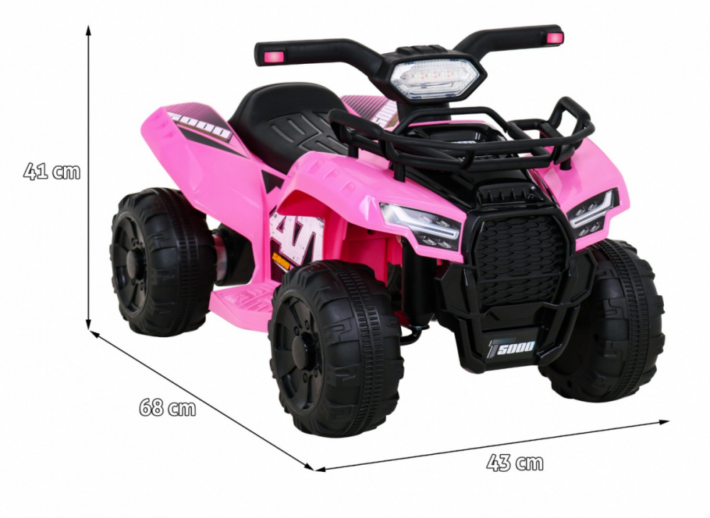 Atv electric pentru copii Storm Pink, constructie robusta cu motor de 25W, baterie fiabila de 6V4.5Ah, lumini frontale LED, cu panou audio, melodii preincarcate si port USB - 5