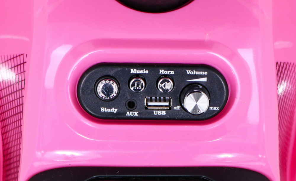Atv electric pentru copii Storm Pink, constructie robusta cu motor de 25W, baterie fiabila de 6V4.5Ah, lumini frontale LED, cu panou audio, melodii preincarcate si port USB - 11