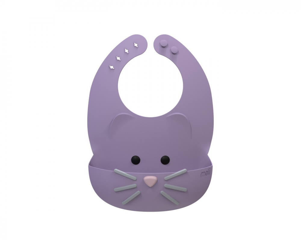 Baveta silicon Melii impermeabila, flexibila cu buzunar frontal model pisica - 2 | YEO