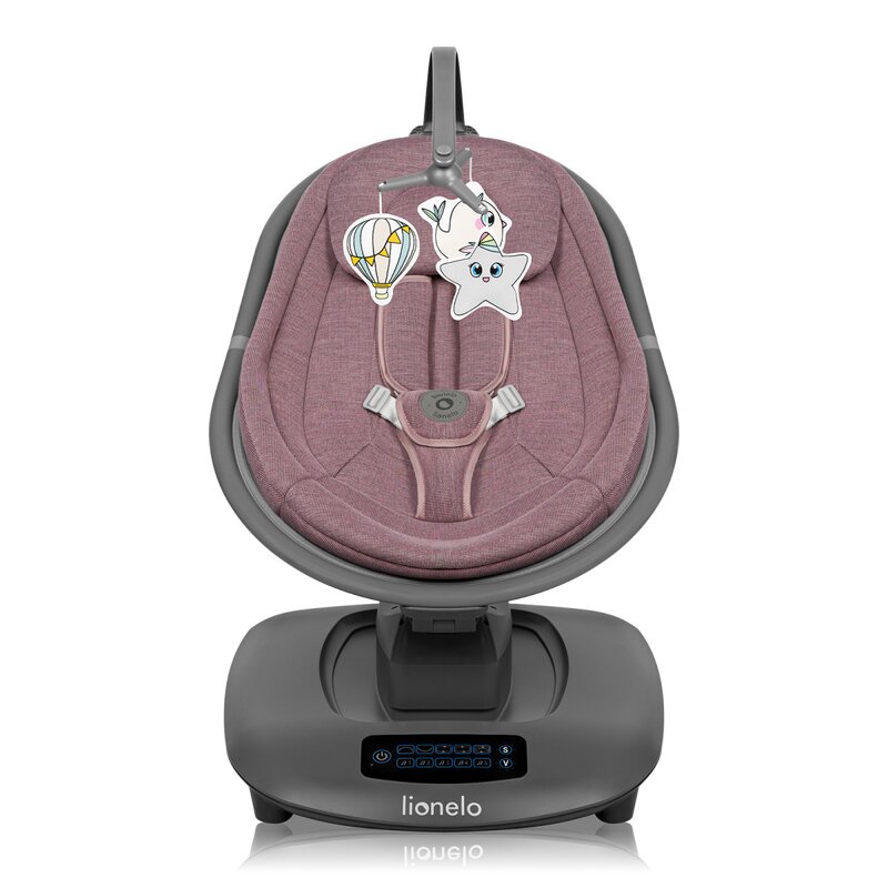Balansoar si sezlong Lionelo Blossom Mov, 5 melodii, 5 moduri de balansare, jucarii, husa respirabila, telecomanda, scaun reglabil