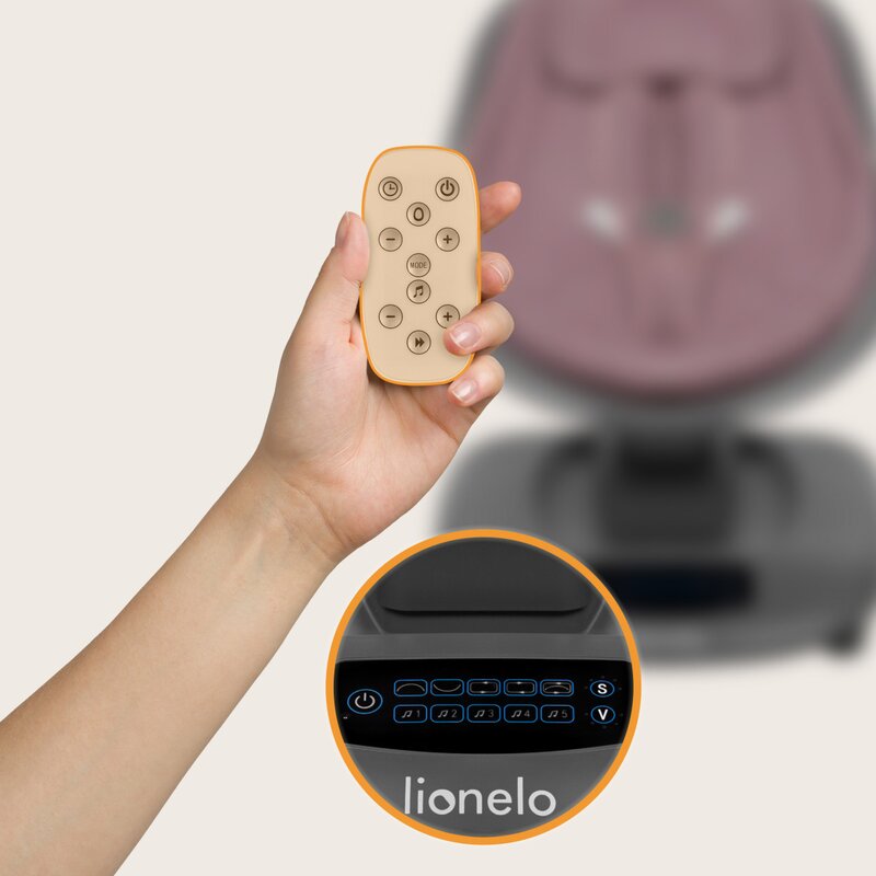 Balansoar si sezlong Lionelo Blossom Mov, 5 melodii, 5 moduri de balansare, jucarii, husa respirabila, telecomanda, scaun reglabil - 2
