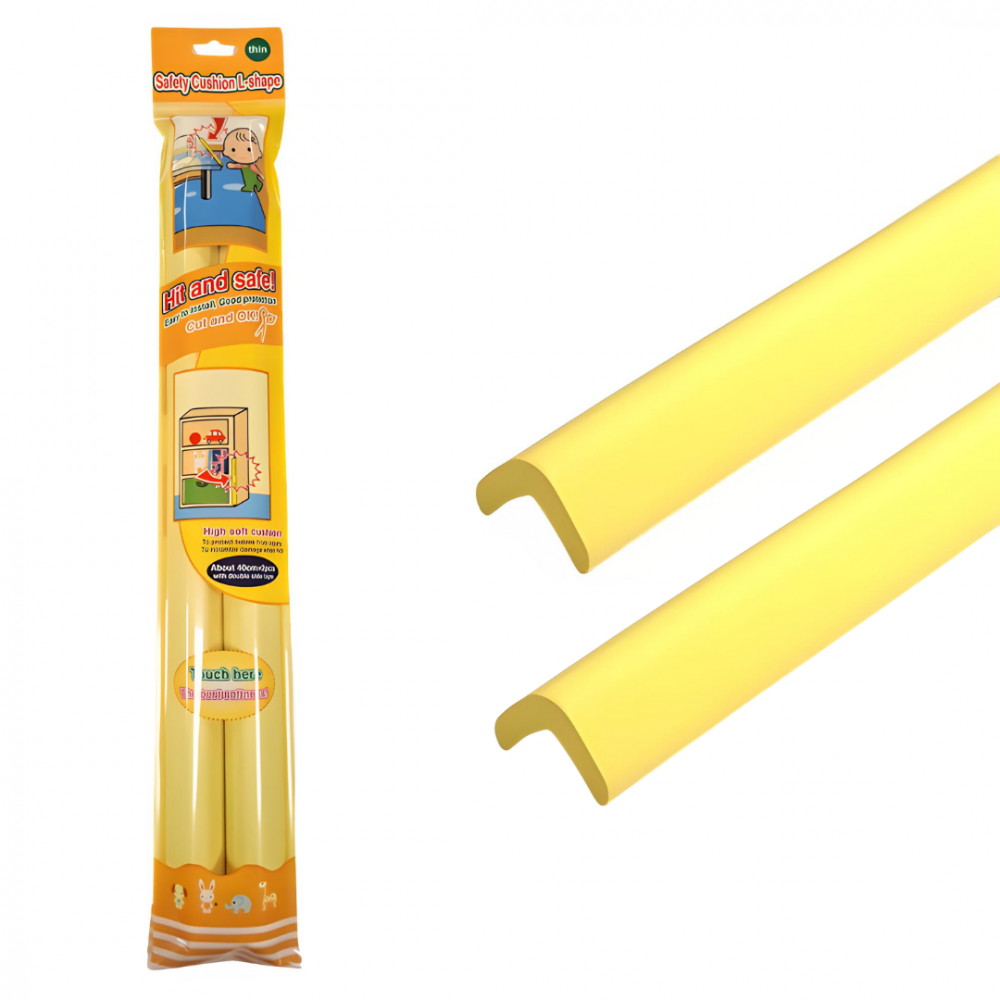 Set 2 benzi protectie muchii si margini Car Boy Safety din spuma galben pastel 24x900x22x6 mm