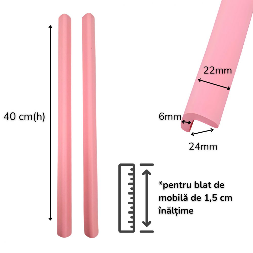 Set 2 benzi protectie muchii si margini Car Boy Safety din spuma roz pastel 24x900x22x6 mm - 1 | YEO