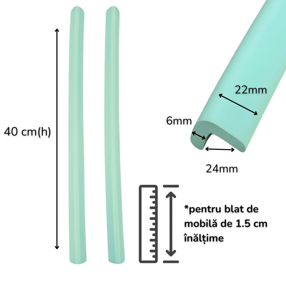Set 2 benzi protectie muchii si margini Car Boy Safety din spuma verde pastel 24x900x22x6 mm - 1 | YEO