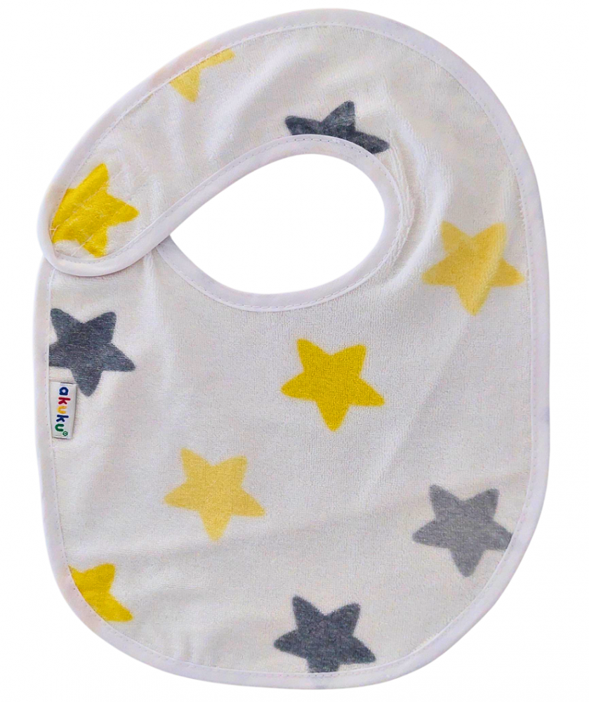 Baveta impermeabila din bumbac cu inchidere velcro  23x20cm Akuku Stars