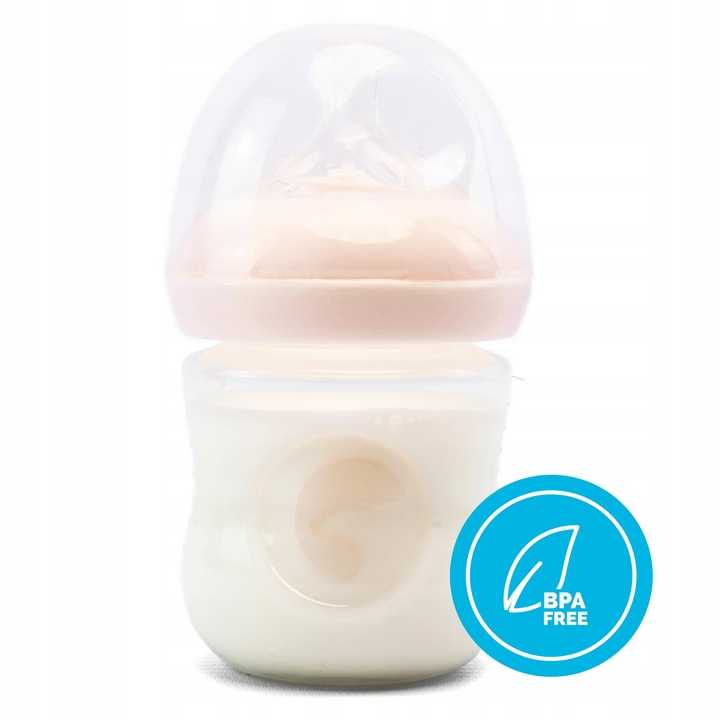 Biberon anti-colici nivel de debit scazut 1, Kidnort Blabaer Pink, din PU durabil si rezistent, capacitate 125 ml, 0-3 luni