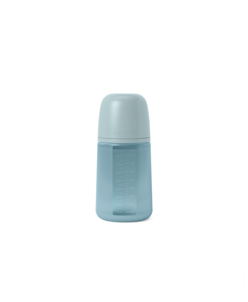 Biberon din silicon, 240ml, Colour Essence SX Pro debit mediu, albastru
