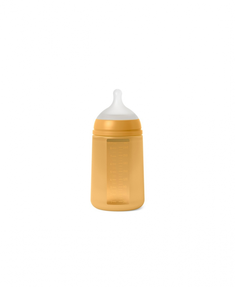 Biberon din silicon, 240ml, Colour Essence SX Pro debit mediu, galben mustar