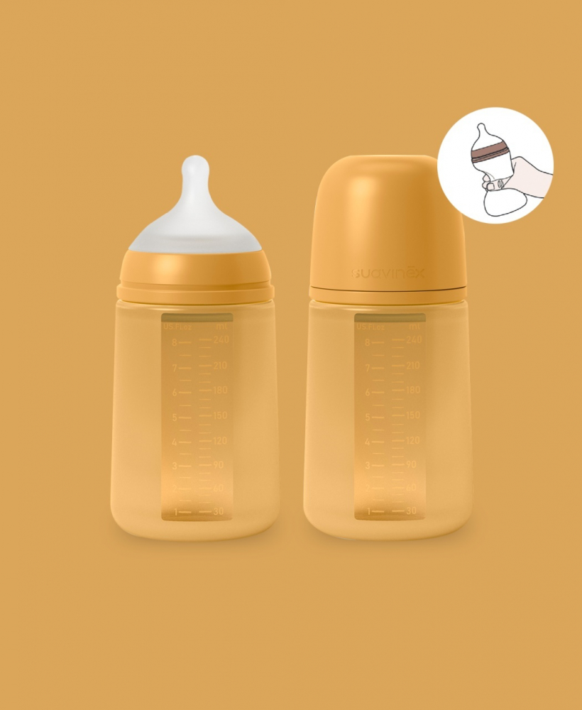 Biberon din silicon, 240ml, Colour Essence SX Pro debit mediu, galben mustar - 2 | YEO