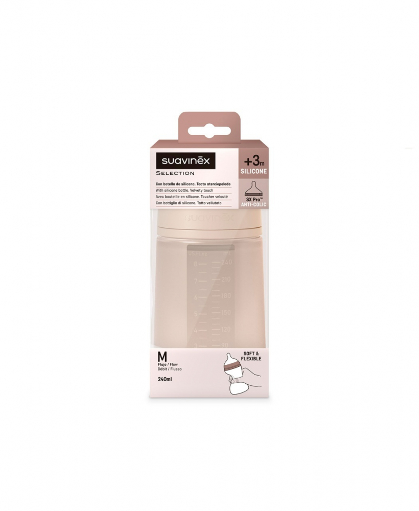 Biberon din silicon, 240ml, Colour Essence SX Pro debit mediu, nude