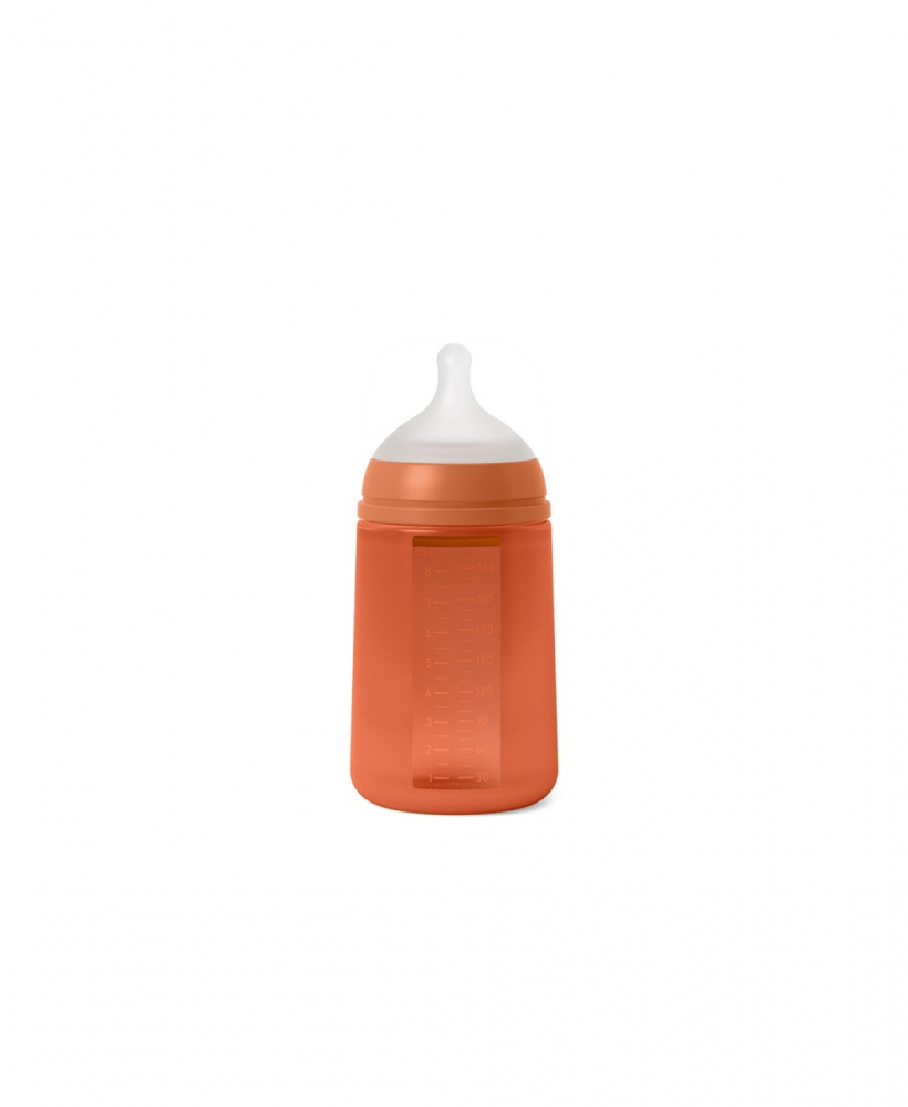 Biberon din silicon, 240ml, Colour Essence SX Pro debit mediu, rosu