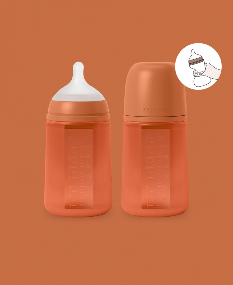 Biberon din silicon, 240ml, Colour Essence SX Pro debit mediu, rosu - 1 | YEO