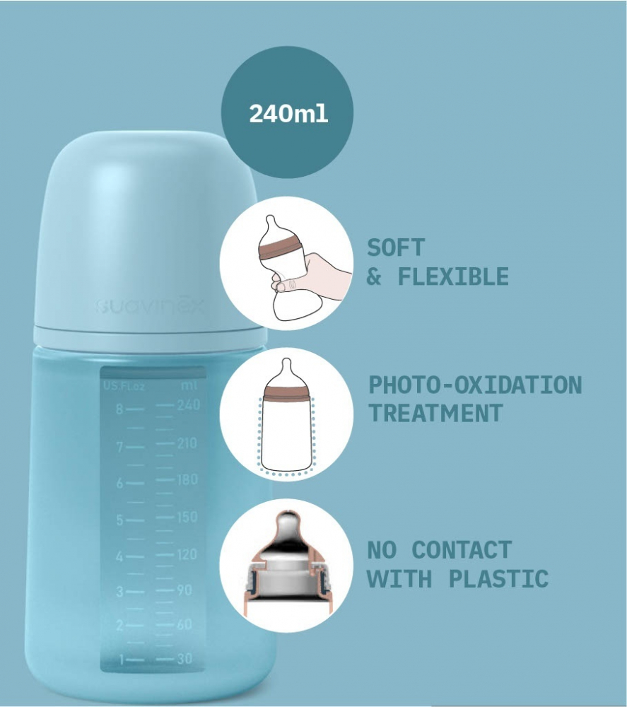 Biberon din silicon, 240ml, Colour Essence SX Pro debit mediu, rosu - 3 | YEO