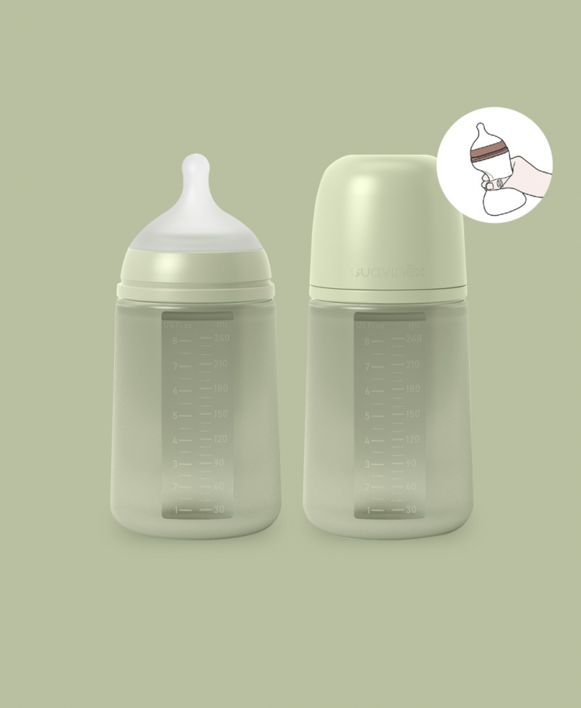 Biberon din silicon, 240ml, Colour Essence SX Pro debit mediu, verde - 2 | YEO