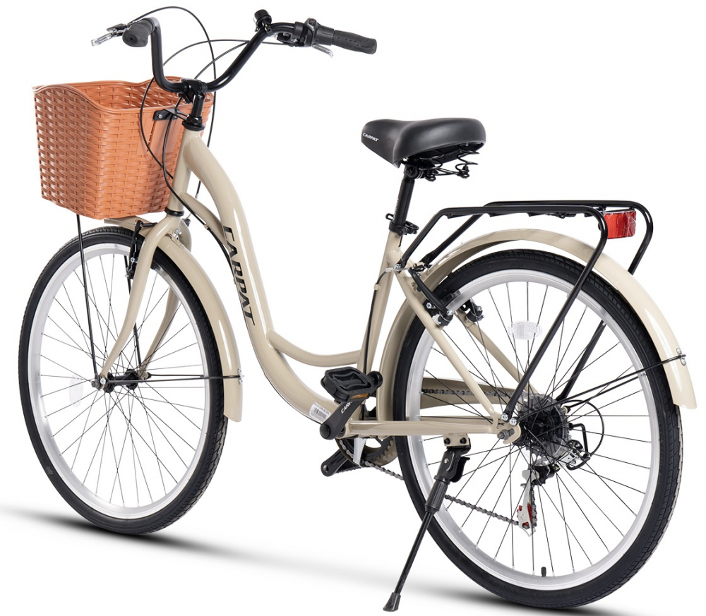 Bicicleta City Carpat C26263A BejNegru, roti 26 inch, 7 viteze, inaltime utilizator 150-165 cm, greutate suportata 120 kg - 3