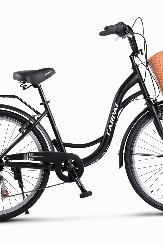 Bicicleta City Carpat C26263A NegruAlb, roti 26 inch, 7 viteze, inaltime utilizator 150-165 cm, greutate suportata 120 kg - 5