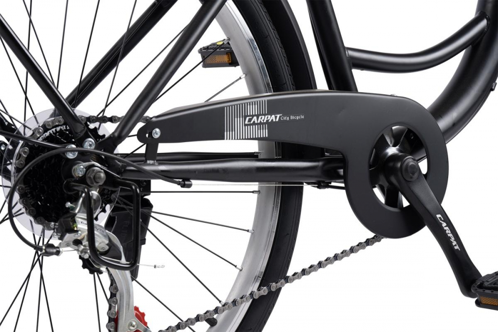 Bicicleta City Carpat C26263A NegruAlb, roti 26 inch, 7 viteze, inaltime utilizator 150-165 cm, greutate suportata 120 kg - 6