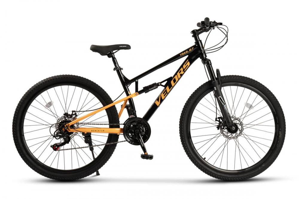 Bicicleta MTB-Full Suspension Velors Trail 2.7 V27271D NegruPortocaliu, roti 27,5 inch, greutate suportata 120 Kg, inaltime utilizator 160-175 cm