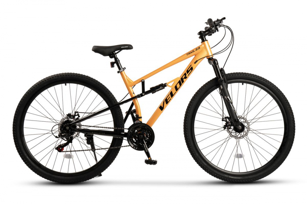 Bicicleta MTB-Full Suspension Velors Trail 2.9 V29271D PortocaliuNegru, roti 29 inch, greutate suportata 120 kg, inaltime utilizator 170-185 cm