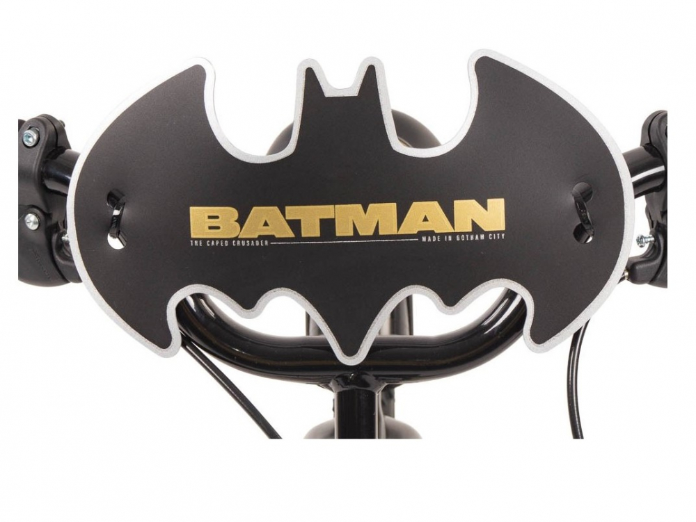 Bicicleta copii Toimsa Batman 16 inch, cu roti ajutatoare si sticluta de apa cu suport, de la 5 ani, inaltimea 110-120 cm, scaun si ghidon reglabile pe inaltime, scut frontal - 6