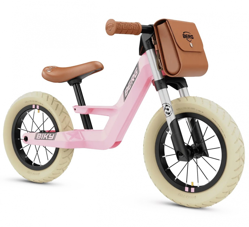 Bicicleta copii fara pedale Berg Biky Retro Pink 12 inch, anvelope pneumatice, scaun reglabil pe inaltime 32-45 cm, inaltime utilizator 90-120 cm, greutate maxima utilizator 30 kg, varsta 2,5-5 ani