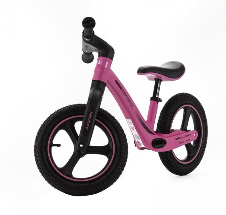 Bicicleta fara pedale pentru copii, Adamex Rocket, cu roti gonflabile din cauciuc 12 inch, sezutul moale reglabil pe inaltime, sarcina maxima admisa 25 kg, omologata EN71, Pink Me - 2