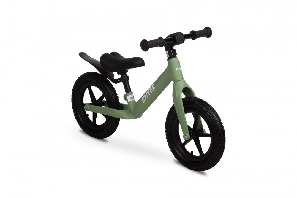 Bicicleta de echilibru fara pedale pentru copii Toyz Exter Green,Roti gonflabile,Sa confortabila din piele cu inaltime reglabila,Protectie noroi,Manere antiderapante,De la 3ani sau maxim 30kg - 1 | YEO