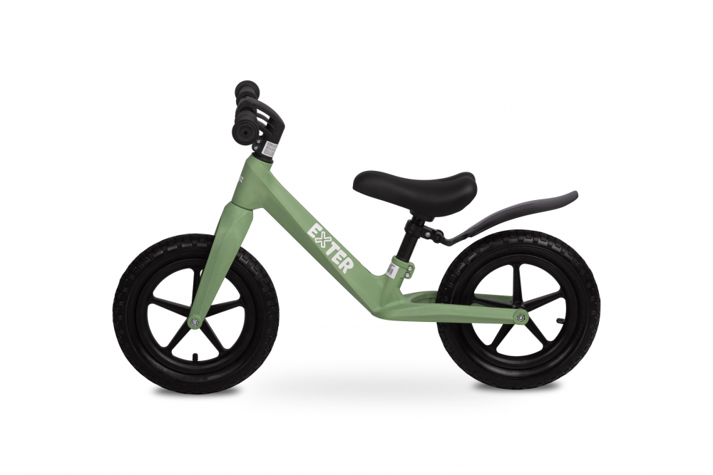 Bicicleta de echilibru fara pedale pentru copii Toyz Exter Green,Roti gonflabile,Sa confortabila din piele cu inaltime reglabila,Protectie noroi,Manere antiderapante,De la 3ani sau maxim 30kg - 2