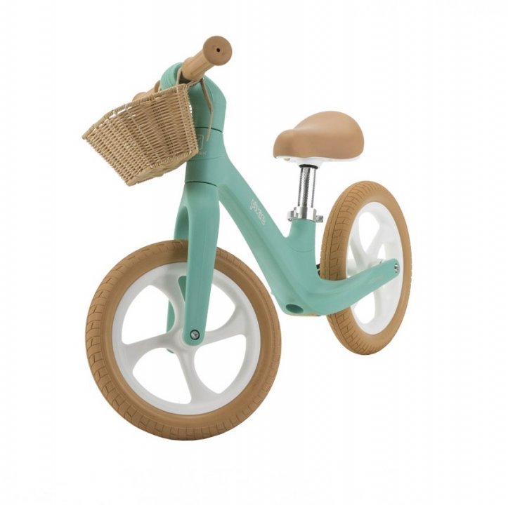Bicicleta fara pedale pentru copii, Adamex Pixie, cu roti de 12 inch din spuma PU, cu cosulet, design retro, scaun reglabil, inaltime sezut 33-43 cm, sarcina maxima admisa 50 kg, 2-6 ani, Prestige Mint